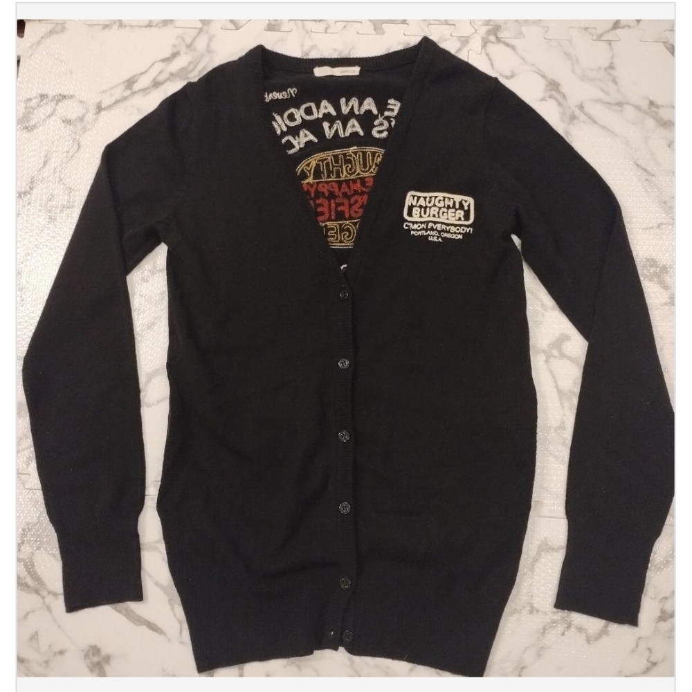 Moussy Black Graphic Knit Top